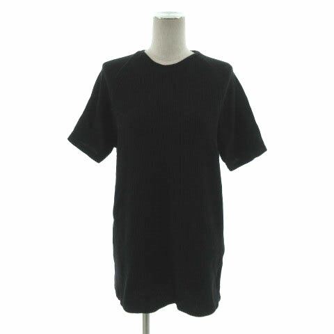 【中古】ザラ ZARA ニット カットソー 半袖 リブ ロング丈 ブラック 黒 L レディース 【ベクトル 古着】 220521
