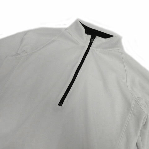 【中古】カッパ kappa カットソー スタンドカラー ハーフジップ ロゴ刺繍 長袖 ホワイト 白 ブラック 黒 M レディース 【ベクトル 古着】 220603