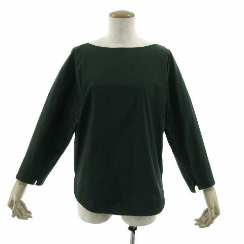 【中古】エンフォルド ENFOLD カットソー ボートネック 長袖 コットン混 グリーン系 緑系 38 レディース 【ベクトル 古着】 220923