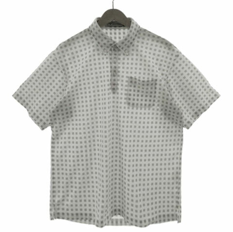 Men'S Wear - 【中古】ツアーステージ TOURSTAGE スクエアドット柄ポロシャツ ボタンダウン ロゴ刺繍 半袖 速乾 ホワイト 白 グレー LL メンズ 【ベクトル 古着】 260222