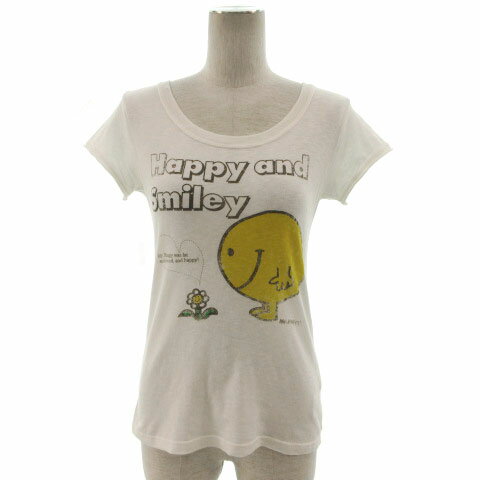 【中古】スナイデル snidel Tシャツ 半袖 かすれプリント MR.MEN LITTLE MISS オフ...