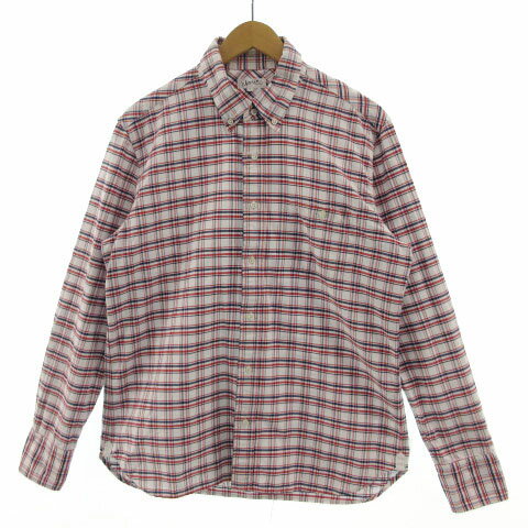 【中古】アンタイトル UNTITLED Dessin シャツ 長袖 ボタンダウン コットン チェック ホワイト 白 レッ..