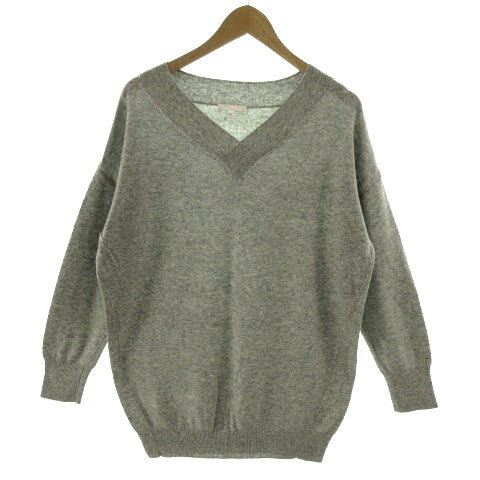 V-Neck - 【中古】スタディオクリップ Studio Clip ニット セーター Vネック 長袖 ウール混 ミックス糸 グレー アイボリー M レディース 【ベクトル 古着】 221113