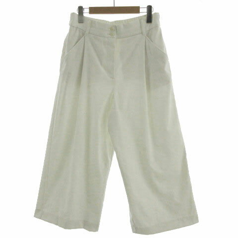 Cropped Pants - 【中古】プラステ PLST パンツ ワイドパンツ タック ウエストゴム ストレッチ リネン混 オフ白 XL レディース 【ベクトル 古着】 240129