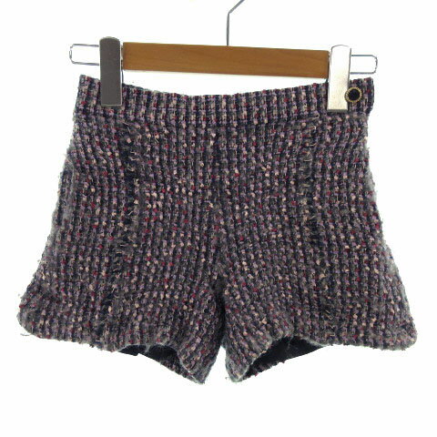 【中古】トッカ TOCCA パンツ ショートパンツ ツイード リボン グレー パープル 紫 ブルー 青 ピンク 1..