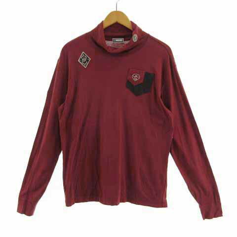 【中古】ゾーイ ZOY カットソー タートルネック 長袖 ロゴワッペン 日本製 コットン混 エンジ 3 メンズ 【ベクトル 古着】 230809