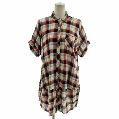 【中古】ハートマーケット HEART MARKET チュニック シャツ 半袖 コットン混 チェック ネイビー 紺 レッド 赤 ベージュ ホワイト 白 F レディース 【ベクトル 古着】 230301 【中古】ハートマーケット HEART MARKET チュニック シャツ 半袖 コットン混 チェック ネイビー 紺 レッド 赤 ベージュ ホワイト 白 F レディース 【ベクトル 古着】 230301