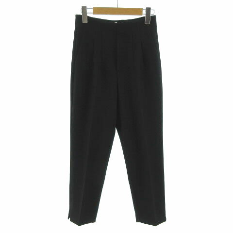 【中古】ザラ ZARA パンツ ペグトップ ハイウエスト テーパード 裾スリット ブラック 黒 34 レディース 【ベクトル 古着】 230411
