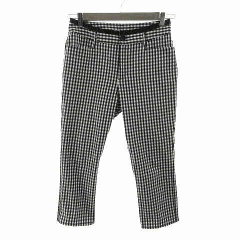 【中古】アーバンリサーチ URBAN RESEARCH パンツ クロップド テーパード ストレッチ ギンガムチェック ブラック 黒 ホワイト 白 2 レディース 【ベクトル 古着】 221206