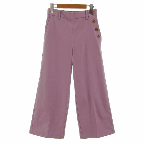 【中古】プラステ PLST パンツ ストレート ワイド ウエストゴム コットン混 パープル 紫 ラベ