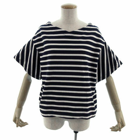 【中古】B&Y ユナイテッドアローズ BEAUTY&YOUTH ビューティー&ユース カットソー 半袖 フレアスリーブ ボックスシルエット コットン 日本製 ネイビー 紺 ホワイト 白 レディース 【ベクトル 古着】 230121 【中古】B&Y ユナイテッドアローズ BEAUTY&YOUTH ビューティー&ユース カットソー 半袖 フレアスリーブ ボックスシルエット コットン 日本製 ネイビー 紺 ホワイト 白 レディース 【ベクトル 古着】 230121
