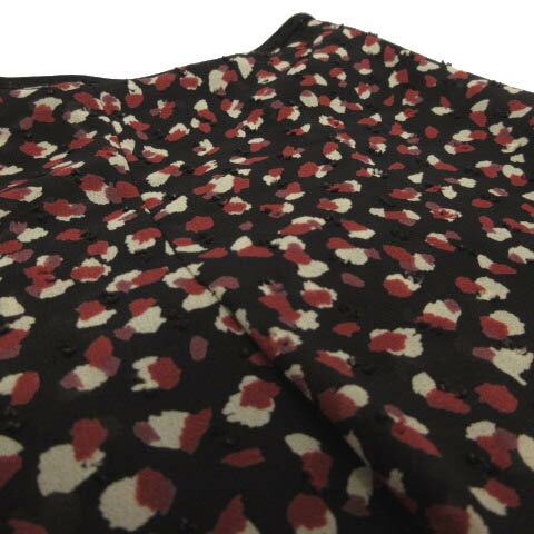 【中古】アナイ ANAYI スカート フレア タック ミディ丈 日本製 総柄 ブラック 黒 レッド系 赤系 ベージュ パープル系 紫系 38 レディース 【ベクトル 古着】 230310