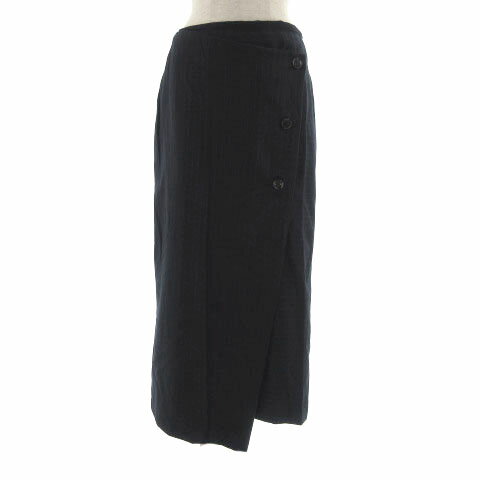 樂天商城 - 【中古】ザラウーマン ZARA WOMAN スカート ラップ タイト ミディ丈 ストライプ ボーダー ネイビー 紺 グレー S レディース 【ベクトル 古着】 230322