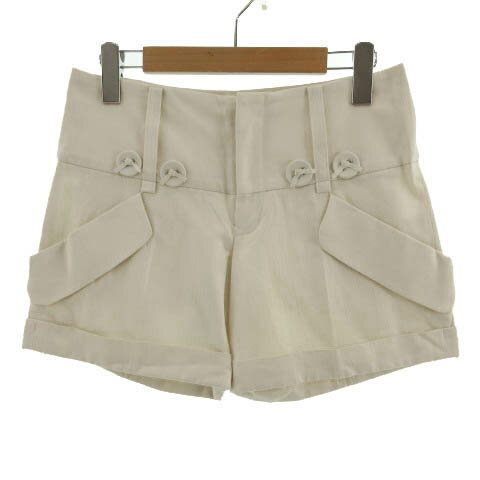 Cotton - 【中古】未使用品 ジルスチュアート JILL STUART パンツ ショートパンツ 裾ダブル シャドーストライプ 日本製 コットン混 ライトベージュ 0 レディース 【ベクトル 古着】 230329