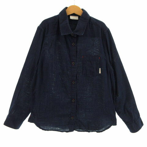 【中古】コロンビア Columbia シャツ 長袖 コットン混 ネイビー 紺 M キッズ 【ベクトル 古着】 230331