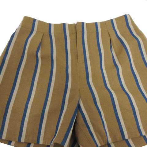 ブランド古着の買取販売ベクトルの【中古】ミラオーウェン Mila Owen パンツ ショートパンツ ウール混 ストライプ ブラウン 茶 ベージュ ブルー 青 0 レディース 【ベクトル 古着】 230310｜アングル2