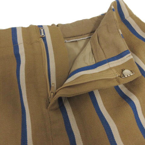 ブランド古着の買取販売ベクトルの【中古】ミラオーウェン Mila Owen パンツ ショートパンツ ウール混 ストライプ ブラウン 茶 ベージュ ブルー 青 0 レディース 【ベクトル 古着】 230310｜アングル3