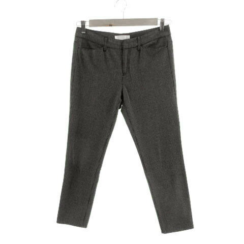 【中古】自由区 オンワード樫山 パンツ スリム ストレッチ ギンガムチェック ブラック 黒 グレー 40 レディース 【ベクトル 古着】 230410