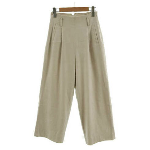 【中古】シップス SHIPS パンツ ストレート ワイド ハイウエスト 日本製 ウール混 ベージュ 36 レディース 【ベクトル 古着】 230421(4)