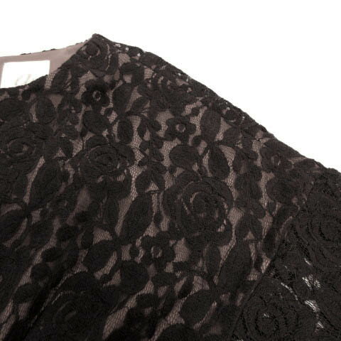 【中古】アルファーエー αA ワンピース キーネック 五分袖 ひざ丈 総レース コットン混 ブラウン 茶 36 レディース 【ベクトル 古着】 230516