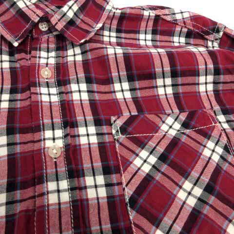 【中古】バンヤードストーム BARNYARDSTORM シャツ 長袖 胸ポケ コットン チェック レッド 赤 ネイビー 紺 ブルー 青 ホワイト 白 1 レディース 【ベクトル 古着】 230707