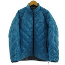 【中古】エーグル AIGLE キルティングダウンジャケット スタンドカラー 8504-87408 ロゴ刺繍 サーモキット THERMO KIT J ブルー系 青...