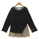 【中古】アズールバイマウジー AZUL by moussy LAYER PLEATS COMBI TOPS 250ESS80-039C アシンメトリー 長袖 コットン ブラック 黒 ベージュ M レディース 【ベクトル 古着】 240808(4)