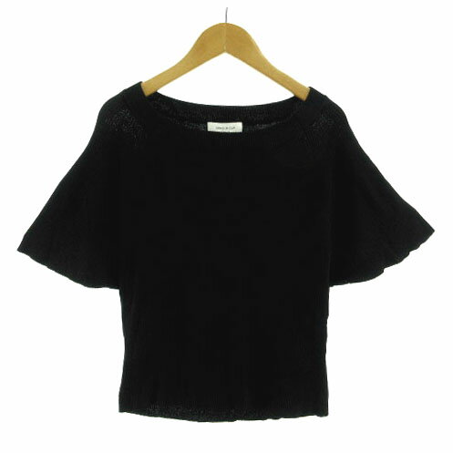 Three-Quarter Knit - 【中古】オペークドットクリップ OPAQUE.CLIP ニット カットソー 半袖 フレアスリーブ リブ ブラック 黒 38 M レディース 【ベクトル 古着】 230920