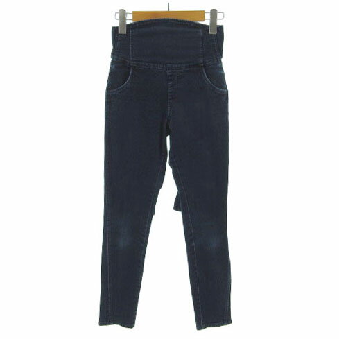 樂天商城 - 【中古】スナイデル snidel パンツ デニム スキニー バックリボン コットン混 ストレッチ インディゴ ブルー 青 0 レディース 【ベクトル 古着】 230920