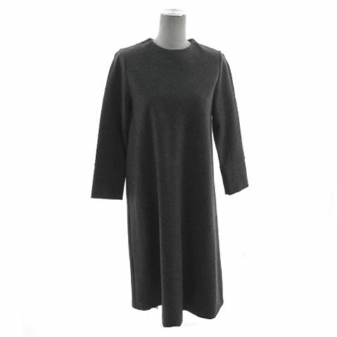 【中古】グリーンレーベルリラクシング ユナイテッドアローズ green label relaxing ワンピース 襟付き ノーカラー 2way 七分袖 ミディ丈 ウール グレー ホワイト 白 レディース 【ベクトル 古着】 231002