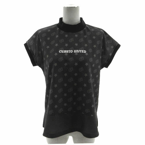 TRUSSARDI - 【中古】クアルトユナイテッド CUARTO UNITED カットソー ハイネック 半袖 ロゴプリント 速乾 ロゴパターン 総柄 グレー ブラック 黒 M レディース 【ベクトル 古着】 231013