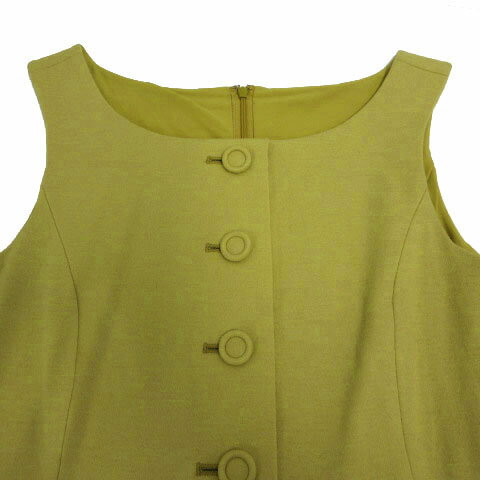 【中古】レッセパッセ LAISSE PASSE ワンピース ボートネック ノースリーブ ひざ丈 日本製 ウール フランネル 起毛 イエロー系 黄色系 38 レディース 【ベクトル 古着】 231115