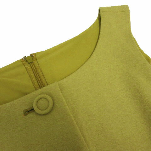 【中古】レッセパッセ LAISSE PASSE ワンピース ボートネック ノースリーブ ひざ丈 日本製 ウール フランネル 起毛 イエロー系 黄色系 38 レディース 【ベクトル 古着】 231115