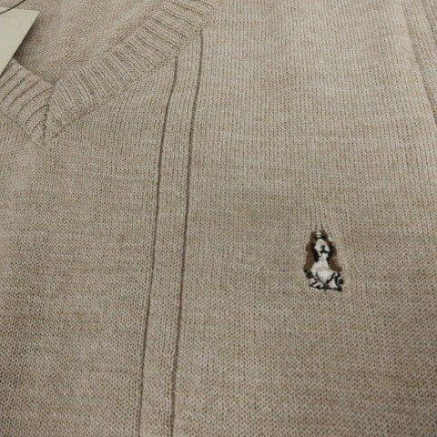 【中古】未使用品 ハッシュパピー Hush Puppies ベスト ニット Vネック ロゴ刺繍 プルオーバー ウール混 ブラウン系 茶系 M メンズ 【ベクトル 古着】 240802