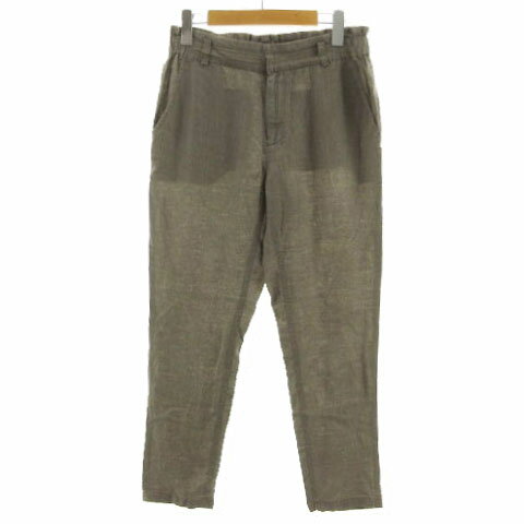 【中古】ルシェルブルー LE CIEL BLEU パンツ テーパード ウエストゴム 日本製 リネン100％ ブラウン系 茶系 40 レディース 【ベクトル 古着】 240802