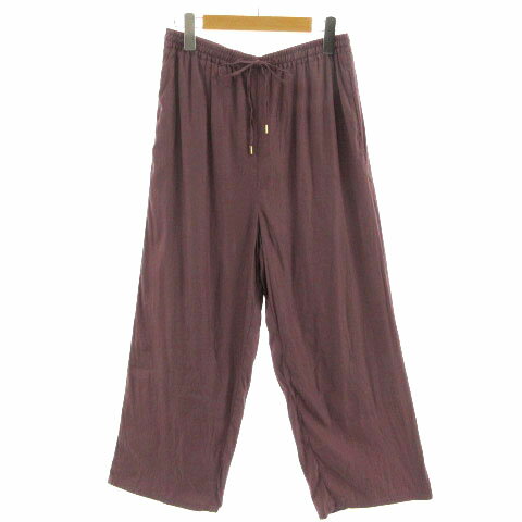 【中古】デッサン Dessin パンツ ストレート ワイド 半光沢 ウエストゴム パープル系 あずき色 3 レデ..