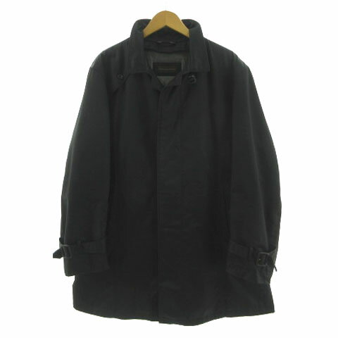 【中古】クリスチャンオラーニ CHRISTIAN ORANI コート ステンカラー ディアプレックス DiAPLEX ライナーSOLOTEX付き シャドーストライプ ブラック 黒 L メンズ 【ベクトル 古着】 231227