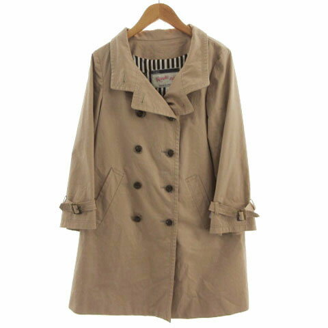 【中古】ルージュヴィフ Rouge vif コート トレンチ ダブル コットン ブラウン 茶 36 レディース 【ベクトル 古着】 240116