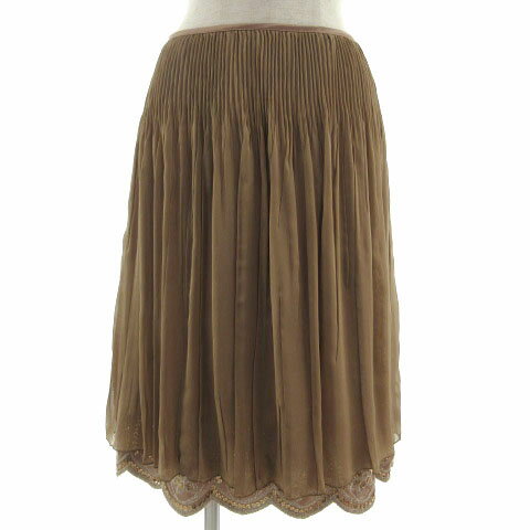 【中古】グレースコンチネンタル GRACE CONTINENTAL スカート ギャザー フレア 刺繍 ラメ スパンコール 半光沢 ブラウン 茶 36 レディース 【ベクトル 古着】 240124(4.0)