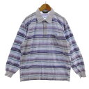 【中古】アーノルドパーマー Arnold Palmer ポロシャツ 胸ポケ 長袖 コットン 総柄 パープル系 ラベンダー マルチカラー L メンズ 【ベクトル 古着】 240131(4)