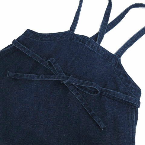 【中古】アーバンリサーチ サニーレーベル URBAN RESEARCH Sonny Label ジャンパースカート デニム ウエストゴム リボンベルト ロング丈 コットン ブルー 青 38 レディース 【ベクトル 古着】 240127