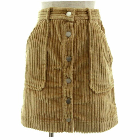 【中古】デイシー deicy スカート 台形 ボタンダウン風 ひざ丈 コーデュロイ コットン 日本製 ベージュ 0 レディース 【ベクトル 古着】 240227