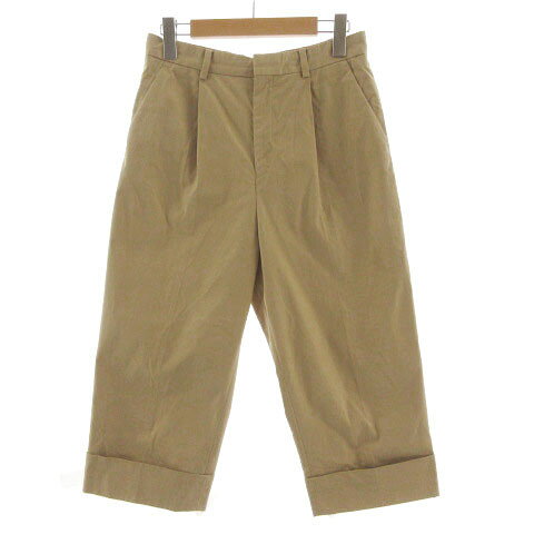 Cotton - 【中古】アダムエロペ Adam et Rope' パンツ ストレート クロップド丈 タック 裾ダブル コットン混 ベージュ 38 レディース 【ベクトル 古着】 240321