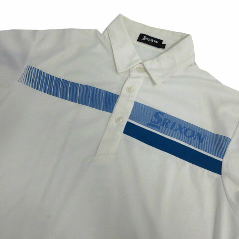 【中古】スリクソン SRIXON ポロシャツ ロゴプリント ロゴ刺繍 半袖 速乾 配色 ホワイト 白 ブルー 青 L メンズ 【ベクトル 古着】 240331