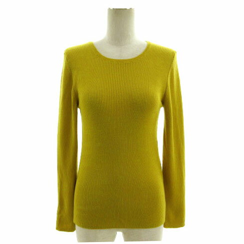 【中古】ブレンへイム BLENHEIM クルーネックリブニット Crewneck ribknit U726-007 長袖 スリット ウール イエロー系 黄色系 M レディース 【ベクトル 古着】 240415