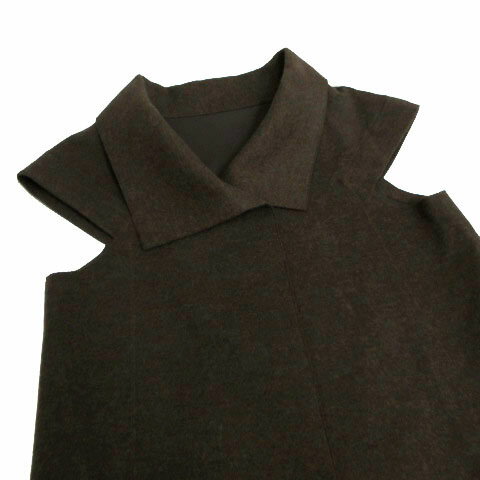 【中古】ヒロコビス HIROKO BIS セットアップ ジャケット ボリュームカラー フレンチスリーブ スカート フレア ミディ丈 起毛 ウール ブラウン系 茶系 9 レディース 【ベクトル 古着】 240421