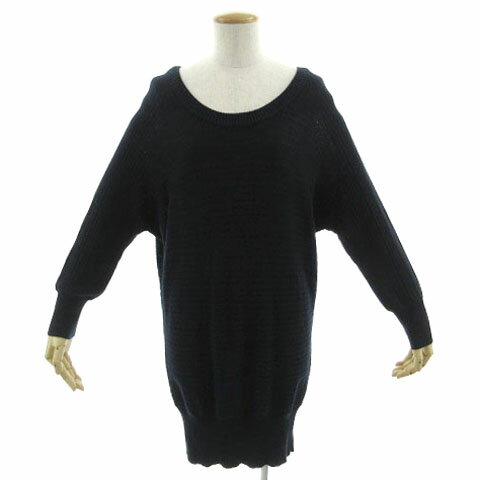Boat Neck - 【中古】クードシャンス CdeC COUP DE CHANCE ニット セーター ボートネック チュニック丈 長袖 ウール ボーダー ネイビー 紺 36 レディース 【ベクトル 古着】 240613