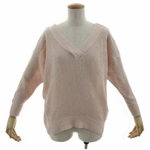V-Neck - 【中古】プラステ PLST ニット クロスオーバーVネック 長袖 レーヨン混 ライトピンク M レディース 【ベクトル 古着】 240613