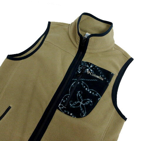 【中古】コロンビア Columbia フリース ベスト PL1081 バンダナ柄 ロゴ刺繍 スタン...