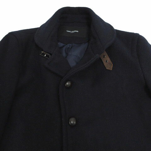 【中古】ナノユニバース nano universe シングルメルトンコート NUC54CT0619MC ショールカラー 中綿入り 起毛 ウール混 ネイビー 紺 S メンズ 【ベクトル 古着】 240616